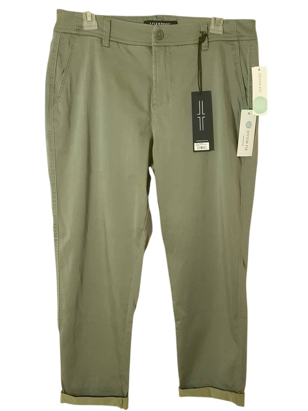 Liverpool Straight-Leg Pants in Olive Green Size 8/29 NEW WITH TAGS